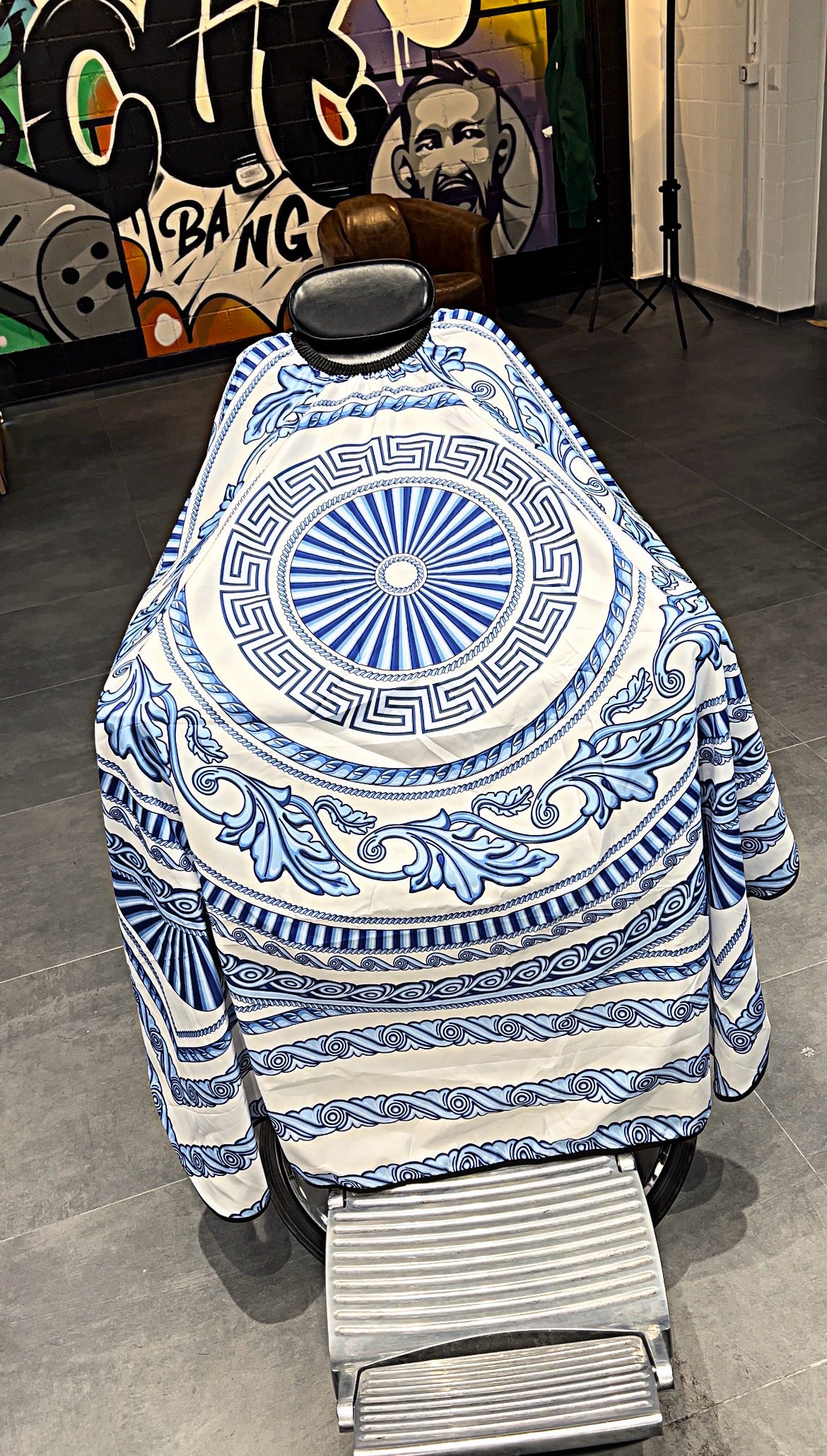 Greek Blue Barber Cape